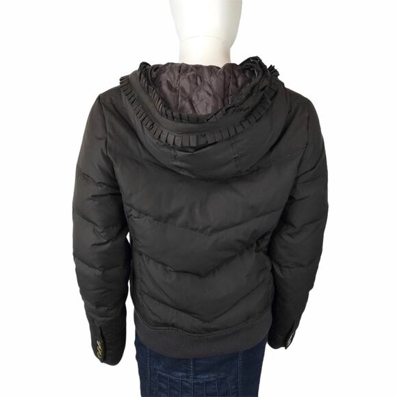 Juicy Couture Puffer Down Jacket Hoodie Coat Brown & Gold Hardware - Picture 9 of 13